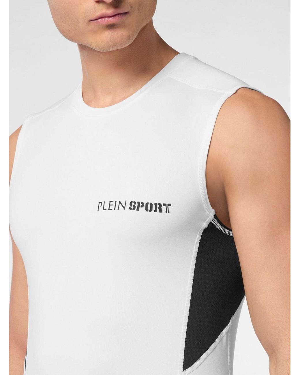 Philipp Plein White Slim Fit Cotton Tank Top With Contrast Logo for men