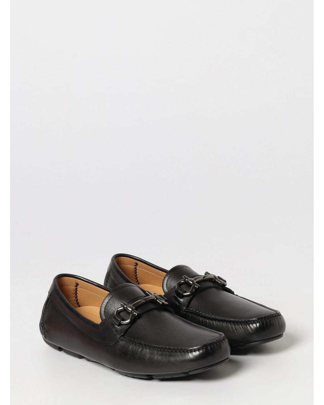Ferragamo White Gancini Driver Loafers for men