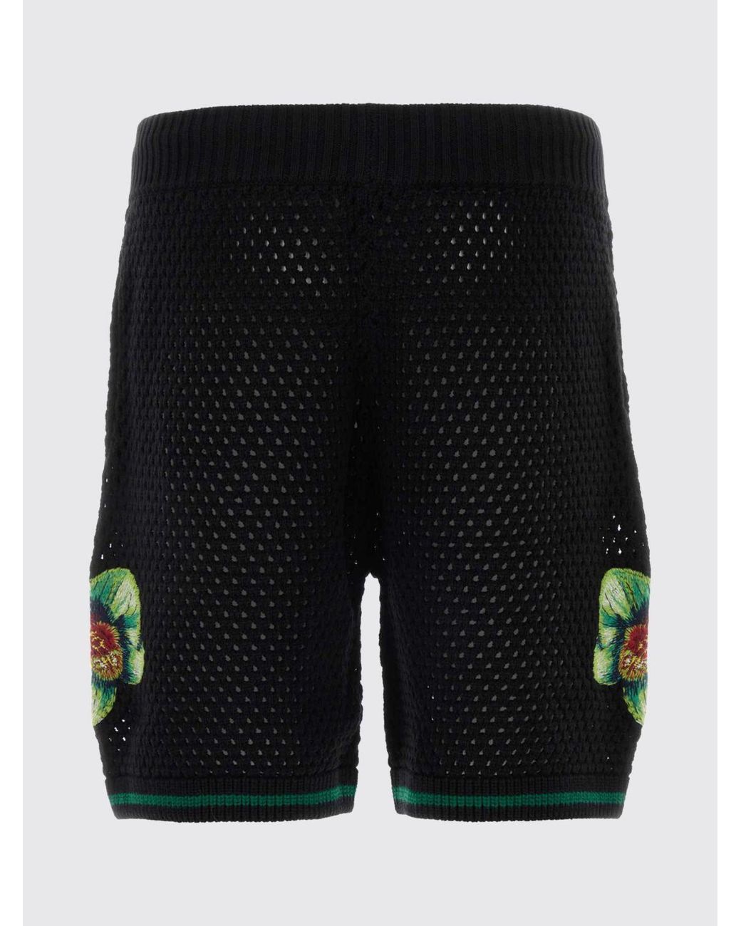 Casablanca Black Cotton Jogging Shorts With Flowers for men