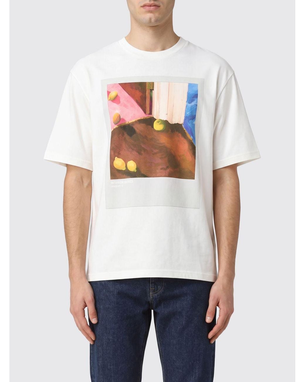 Jil Sander White Cotton T-Shirt With Back Graphic Print for men