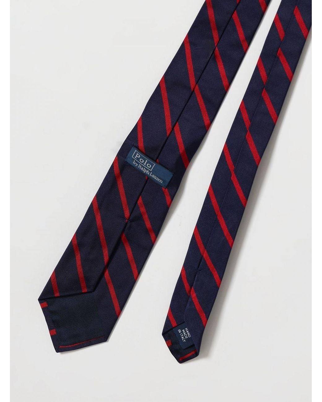 Polo Ralph Lauren White College-Style Striped Mulberry Silk Tie With Applied Logo for men