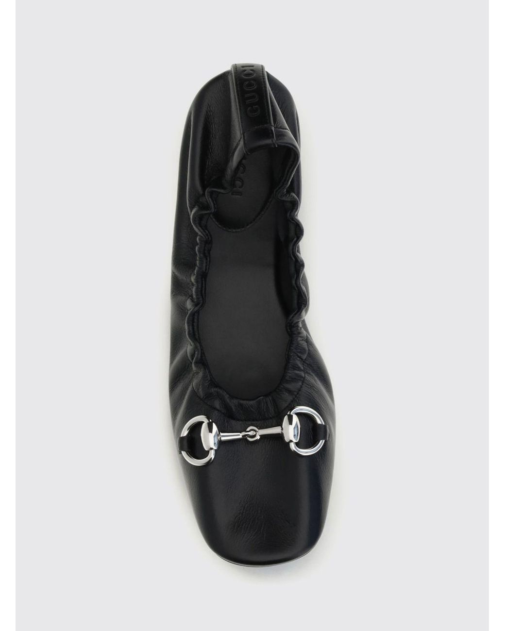 Gucci White Prima Smooth Leather Ballet Flats With Horsebit Detail And Rounded Toe
