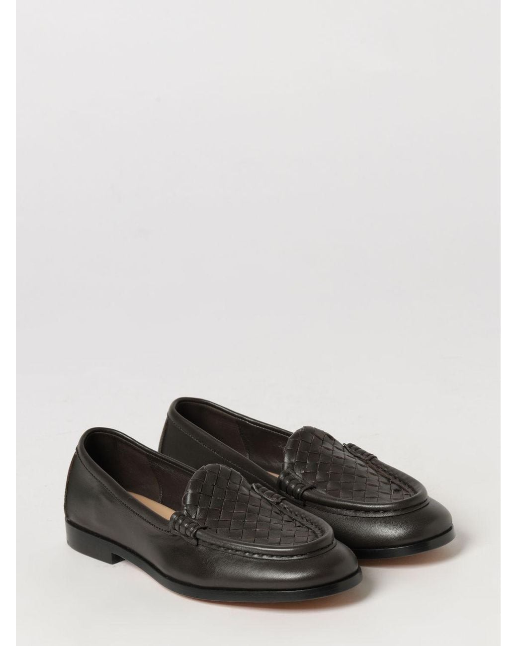 Bottega Veneta White Silenzio Intrecciato Leather Loafers With Low Heel