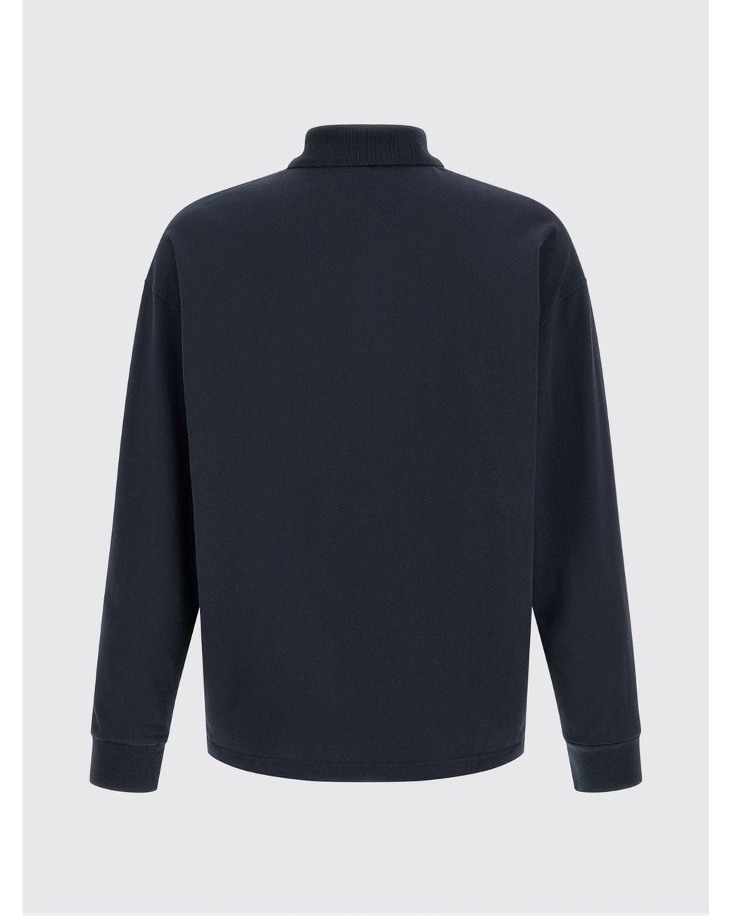 A.P.C. Blue Long-Sleeved Cotton Polo Shirt With Contrast Logo for men