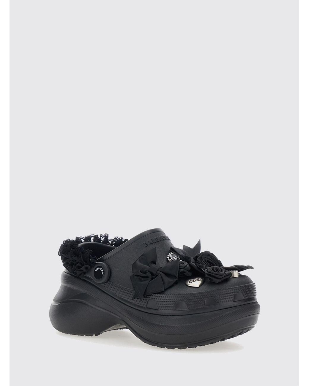 Balenciaga Black X Crocs Jibbitz Eva Mules With Platform And Decorative Studs