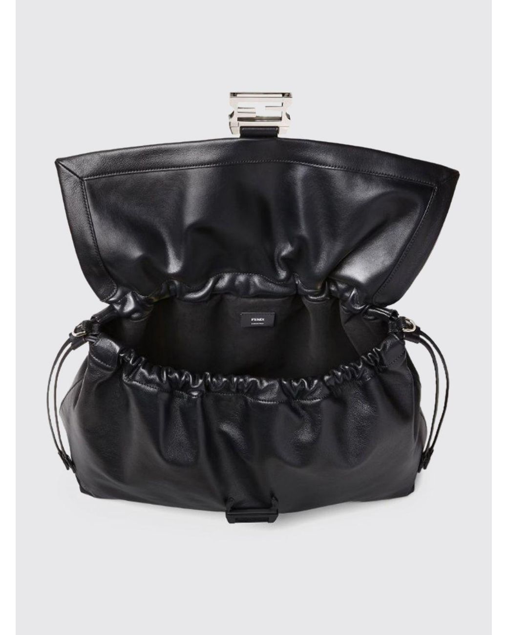 Fendi Black Flux Maxi Messenger Leather Bag for men