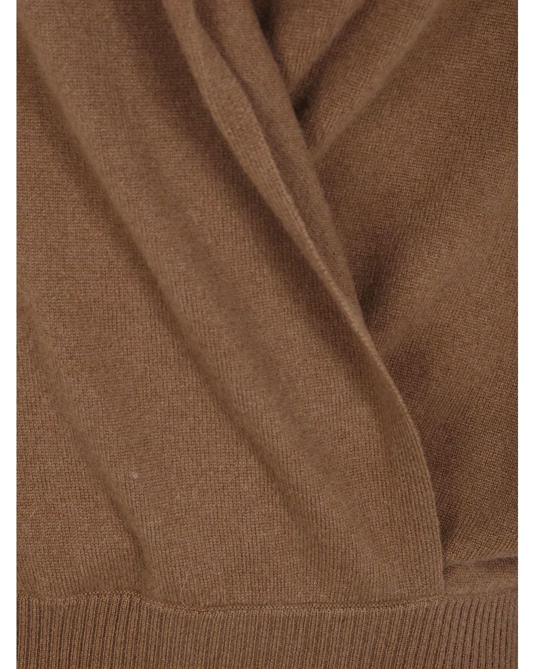 7 For All Mankind Brown Draped V-Neck Jumper