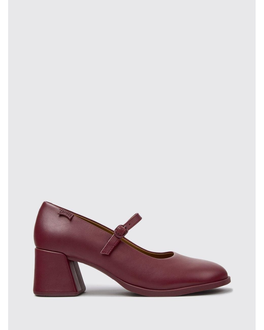 Camper Kora Smooth Leather Mary Jane Pumps With Flared Mid-Heel