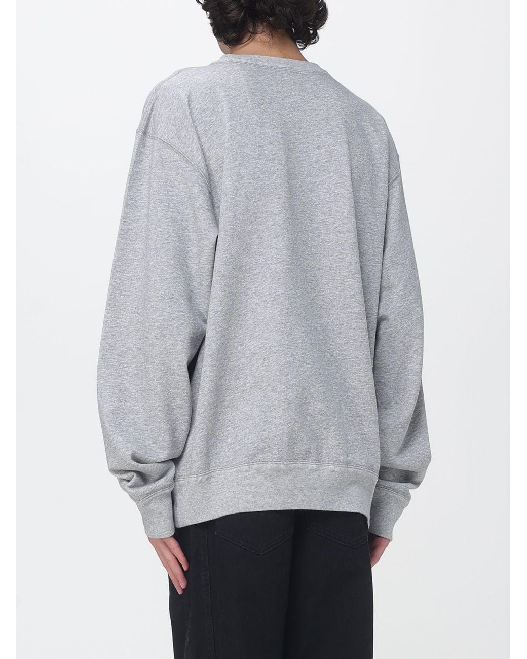 Isabel Marant Gray Relaxed Fit Crewneck Sweatshirt With Contrast Logo for men