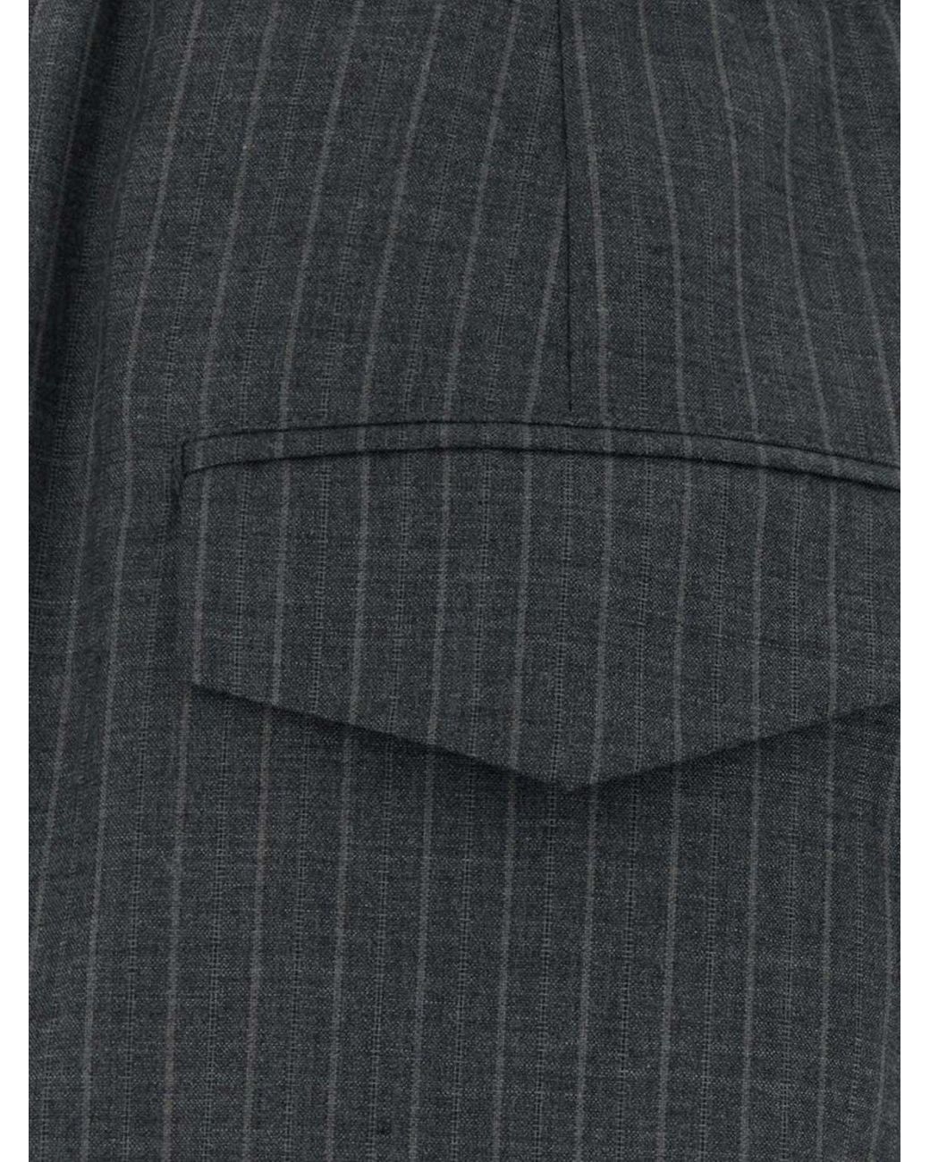 Jil Sander Black Striped Wool Palazzo Trousers With High Logo Waistband