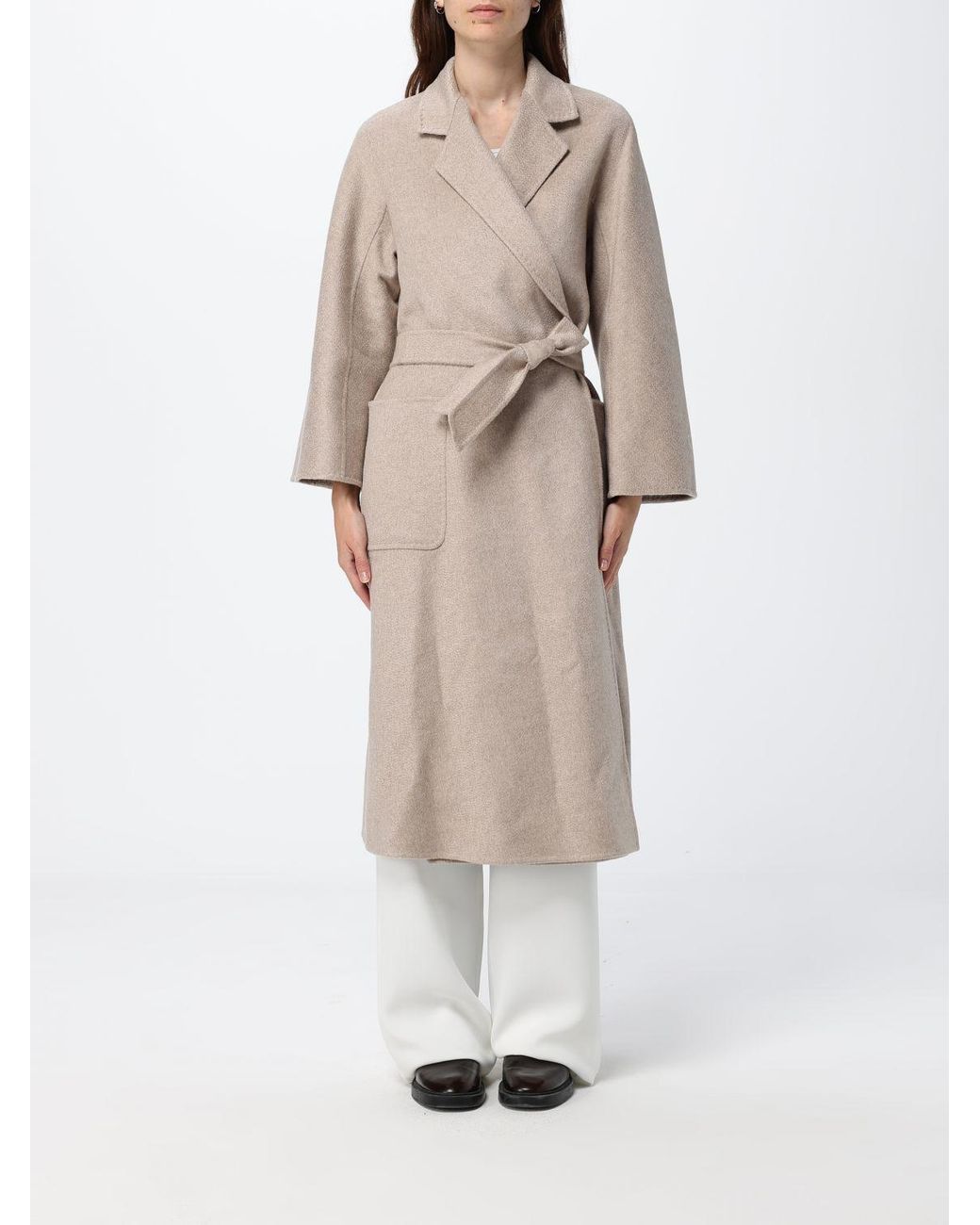Max Mara White Ludmilla Long Cashmere Belted Robe Coat