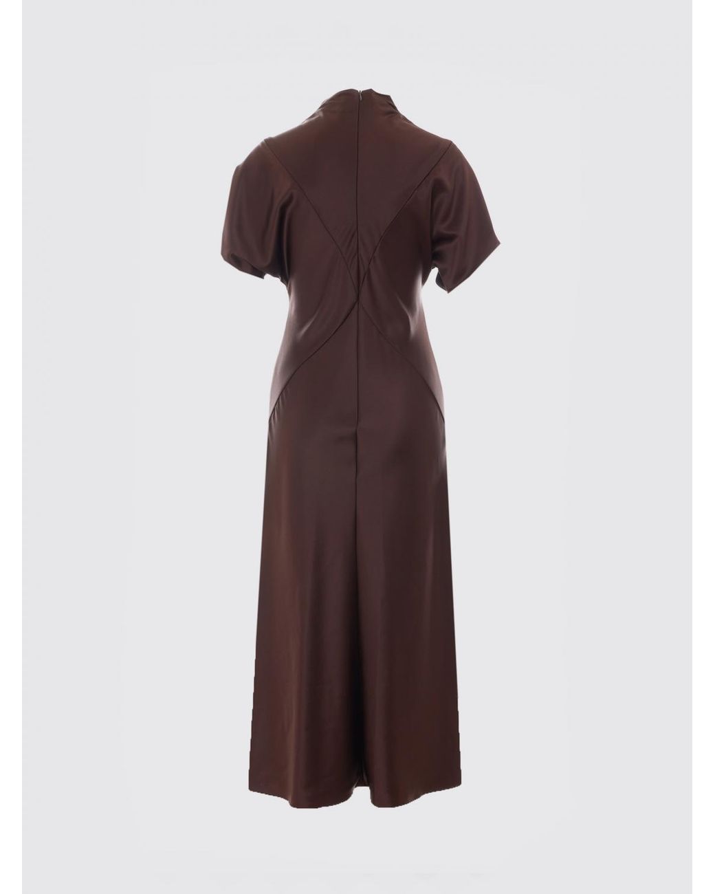 Pinko Purple Kangoo High Neck Short-Sleeved Satin Midi Sheath Dress