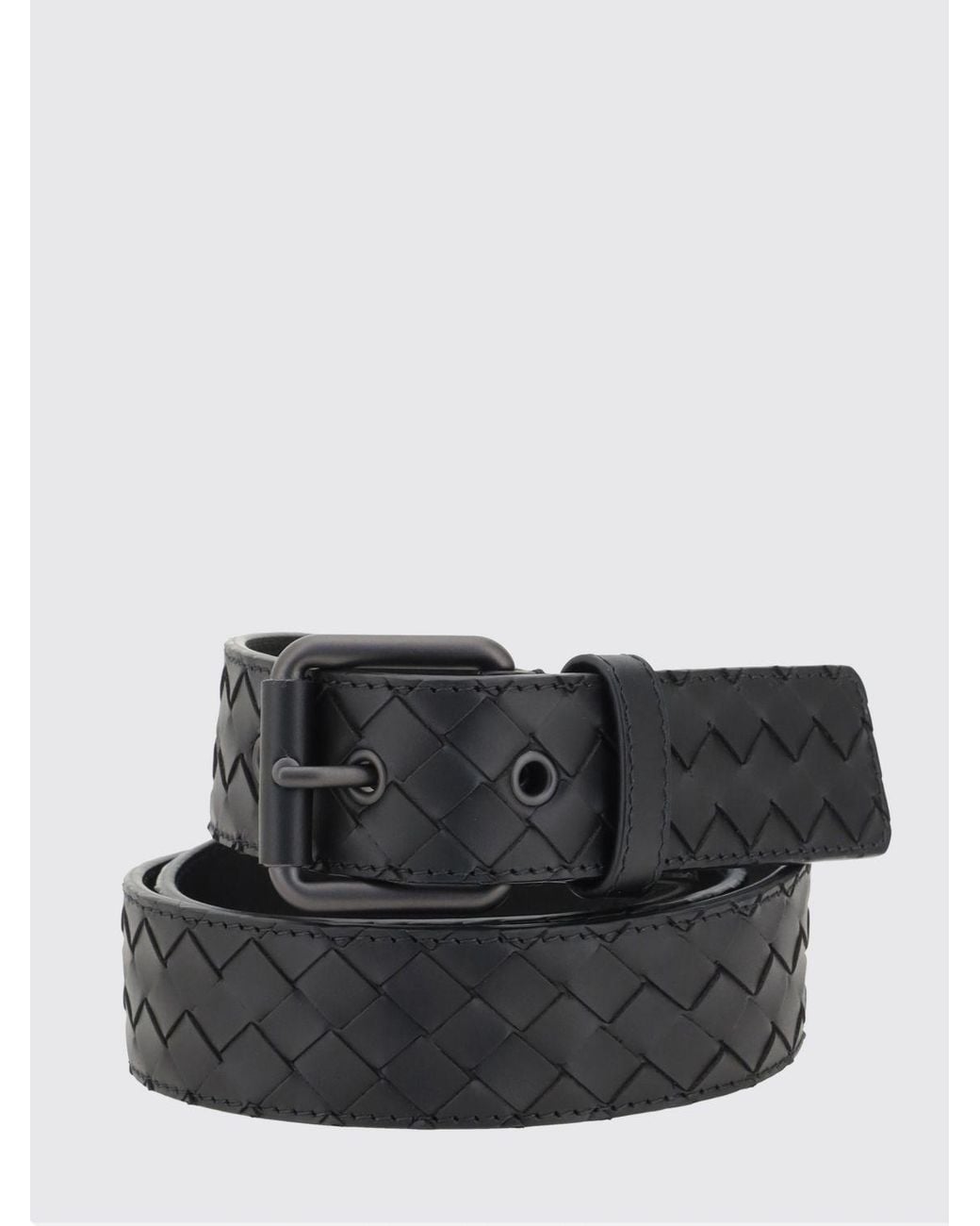 Bottega Veneta White Intrecciato Weave Calfskin Leather Belt for men