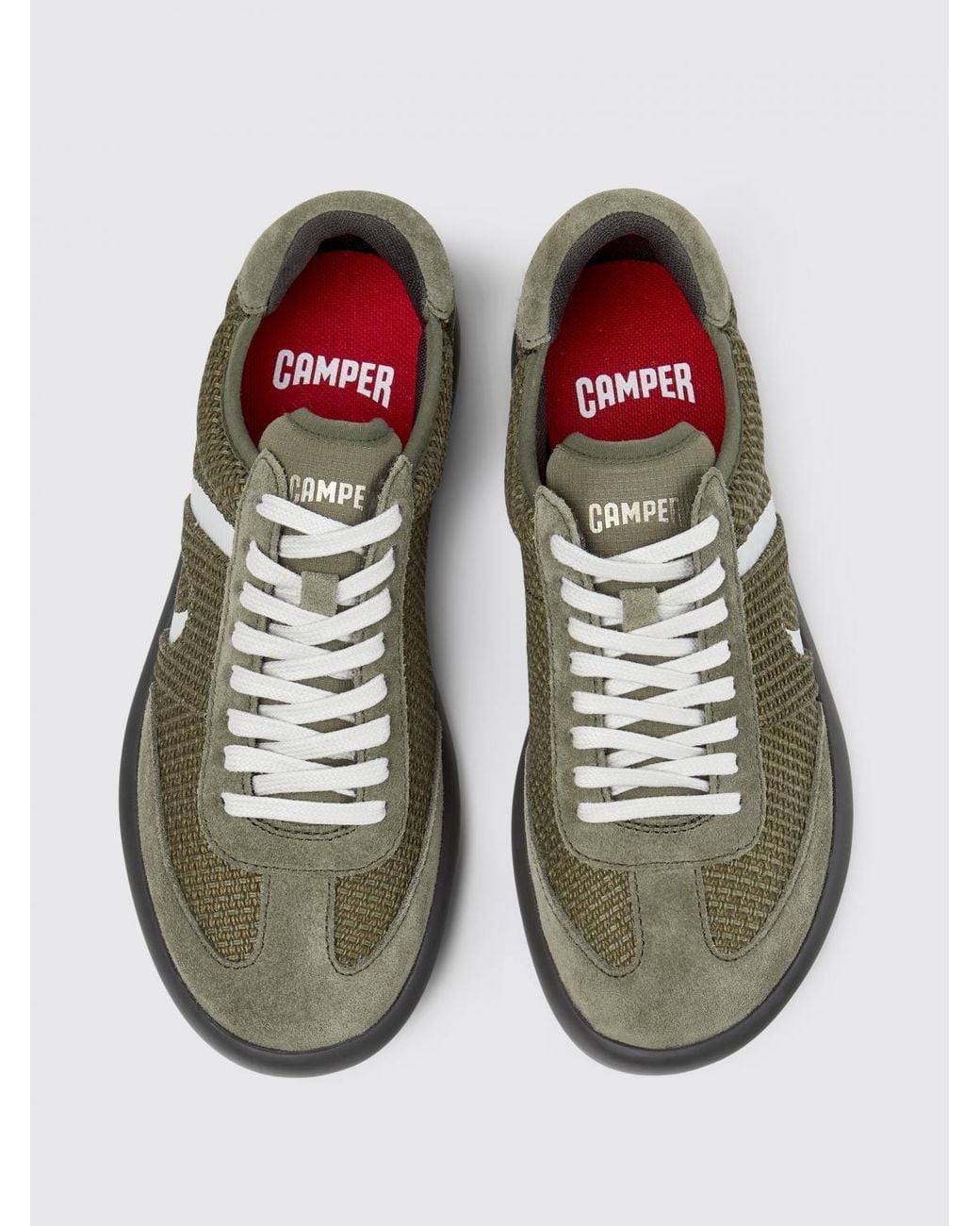 Camper Green Pelotas Soller Lyocell Tencel And Suede Sneakers