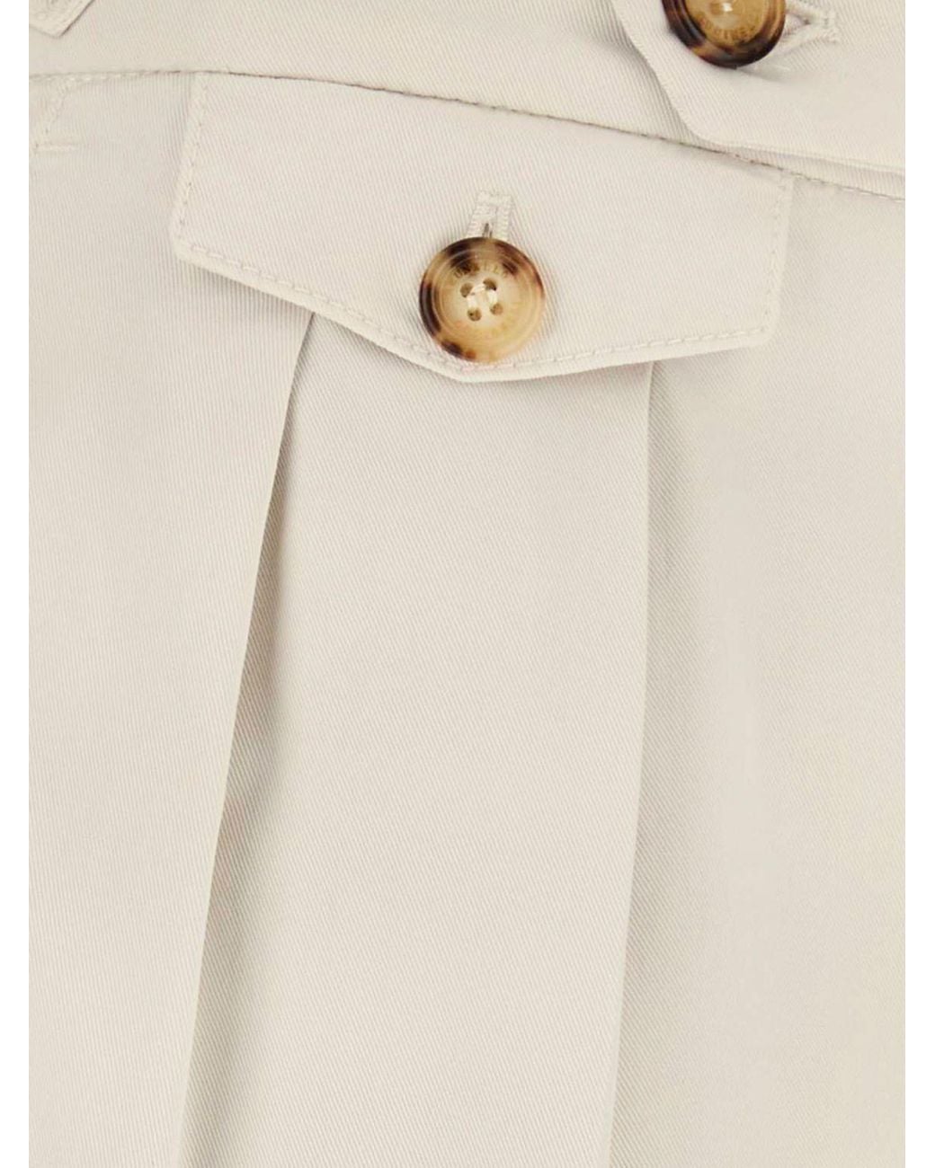 Brunello Cucinelli Pink Pleated Slim Fit Cotton Chino Trousers for men