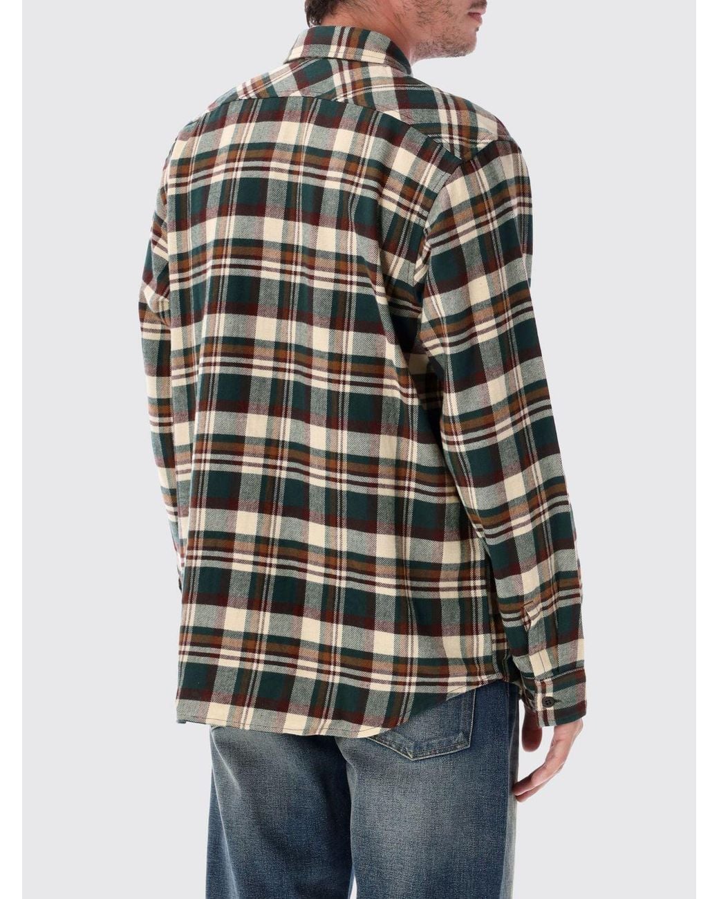 Filson Green Long-Sleeve Check Flannel Shirt With Buttoned Patch Pockets for men