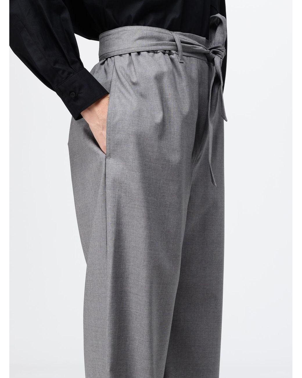 Max Mara Gray Virgin Wool Palazzo Trousers