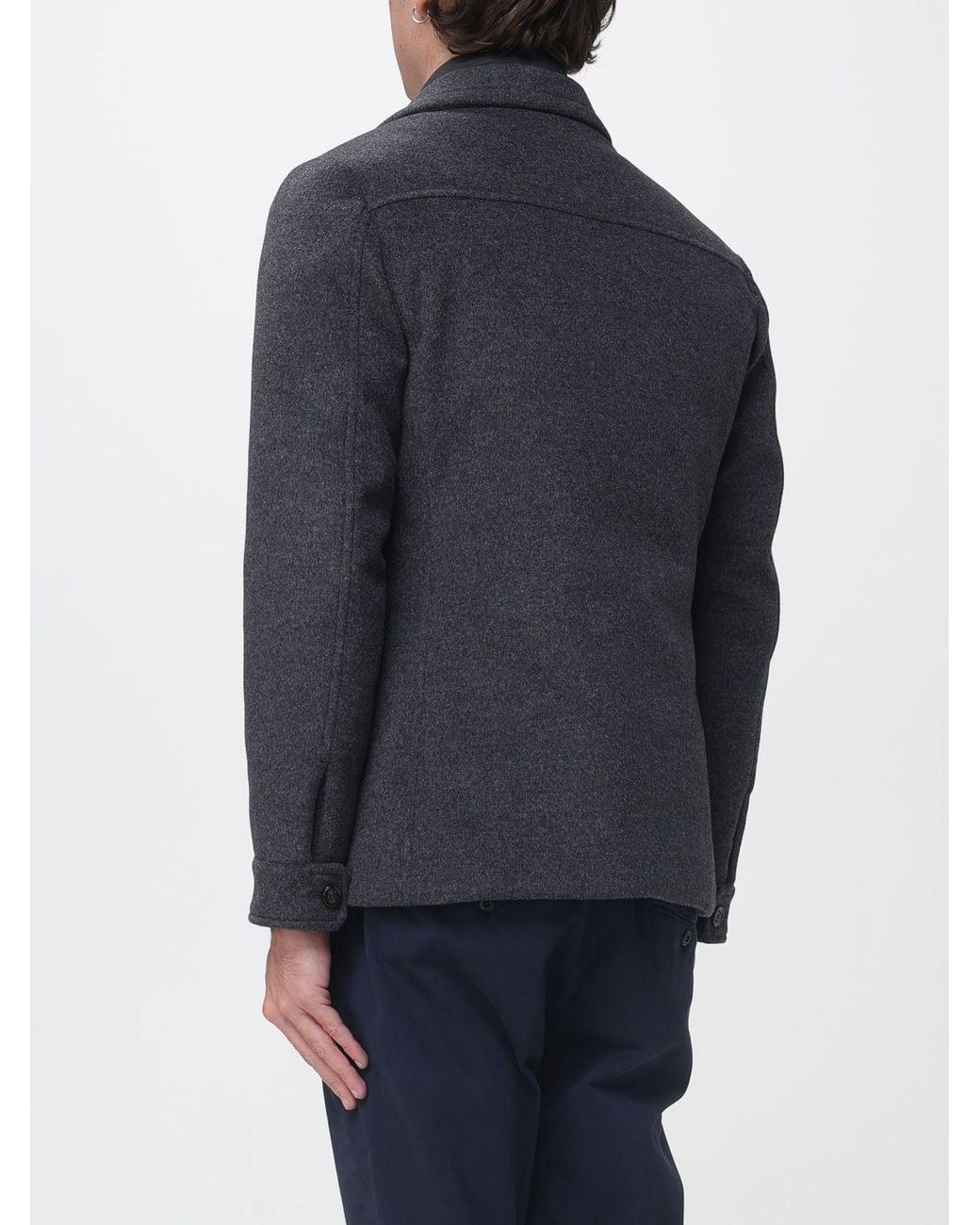 Moorer Blue Short Double-Breasted Coat for men