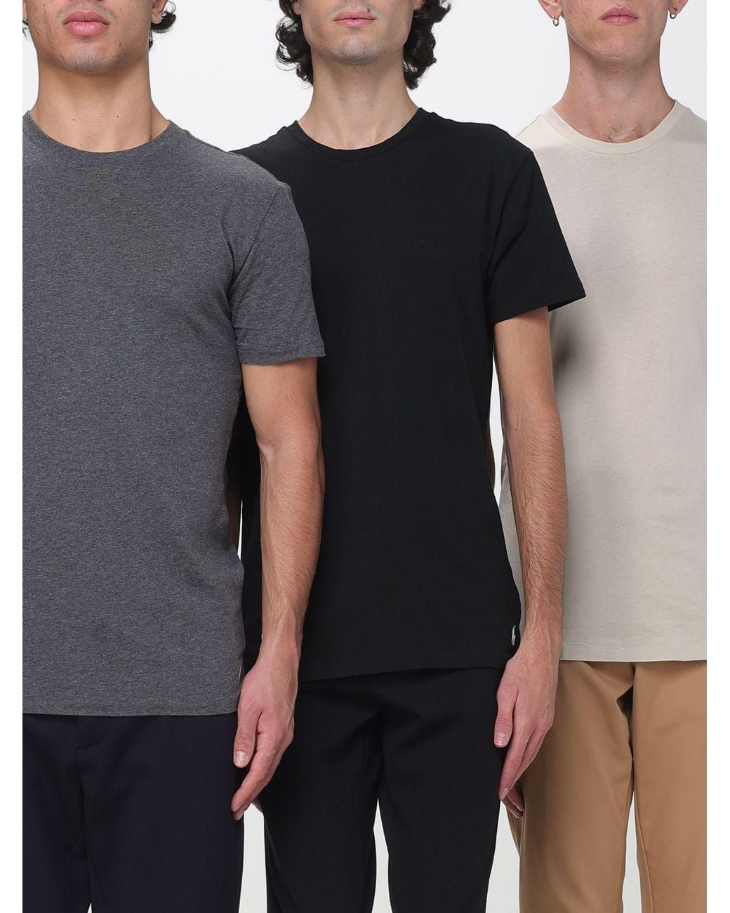 Polo Ralph Lauren Gray Set Of Three Slim-Fit Cotton Crewneck T-Shirts for men