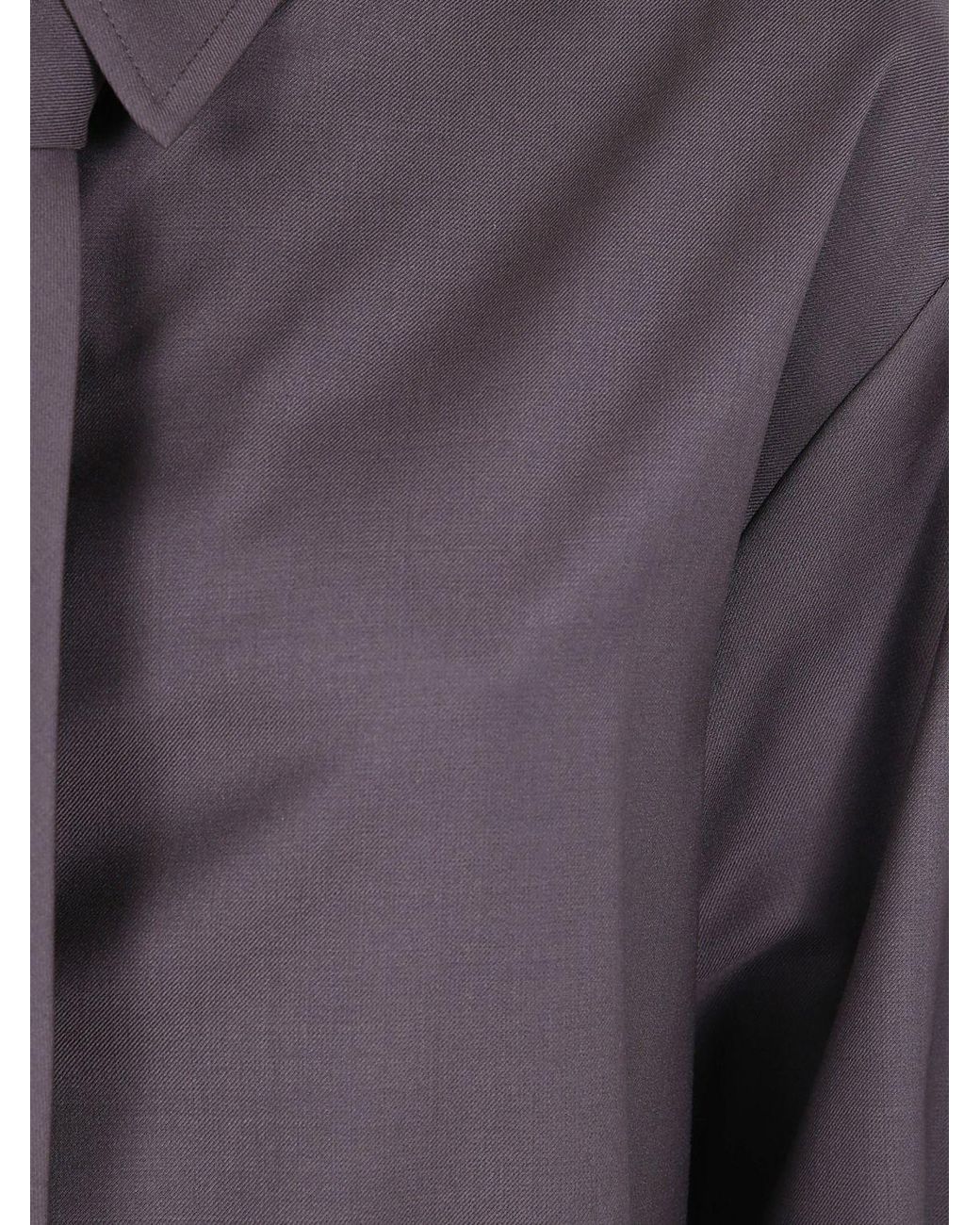 Frankie Shop Purple Slim Fit Wool Blend Shirt With French Collar