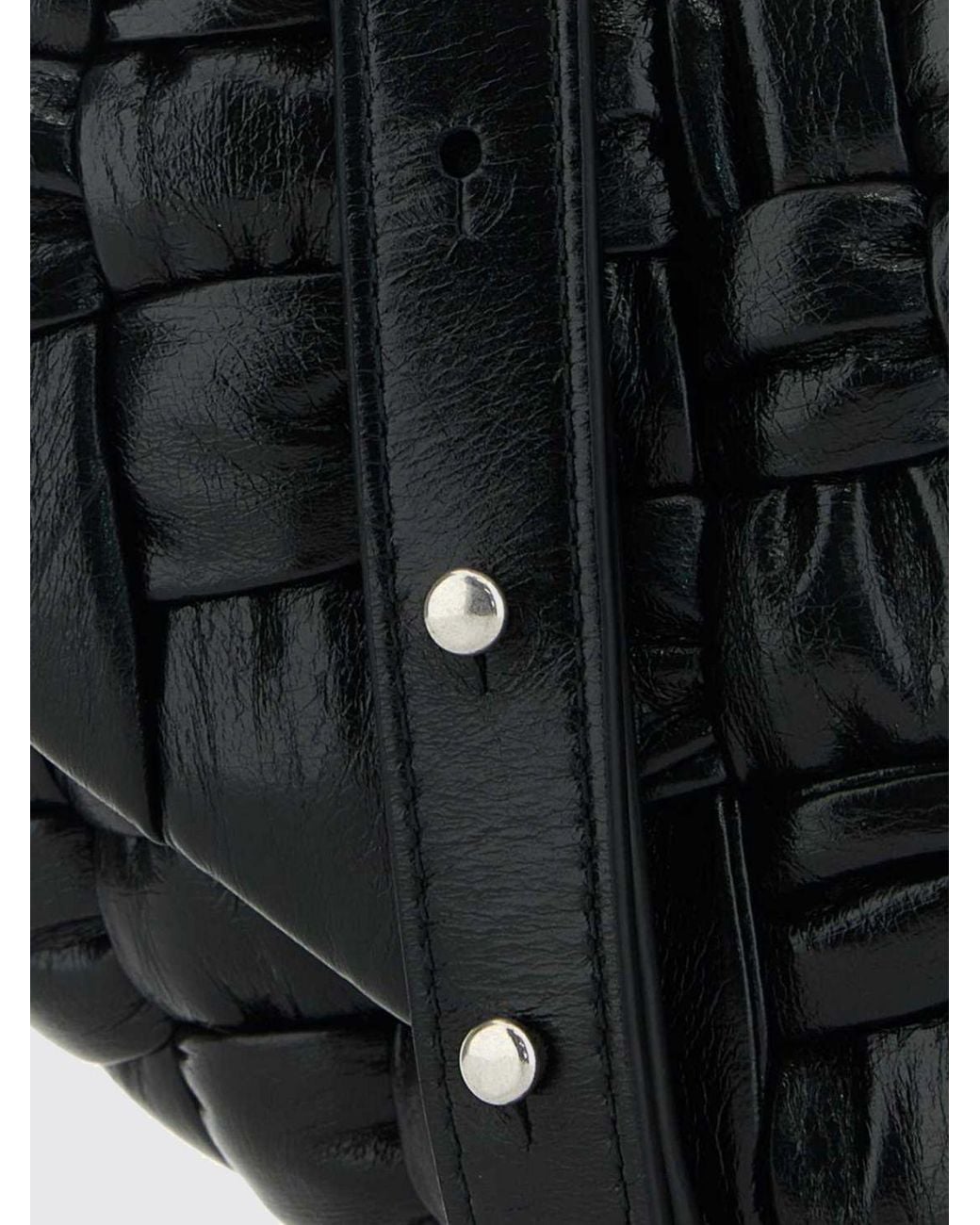 Bottega Veneta Black Intrecciato Leather Crossbody Bag With Flap Closure for men