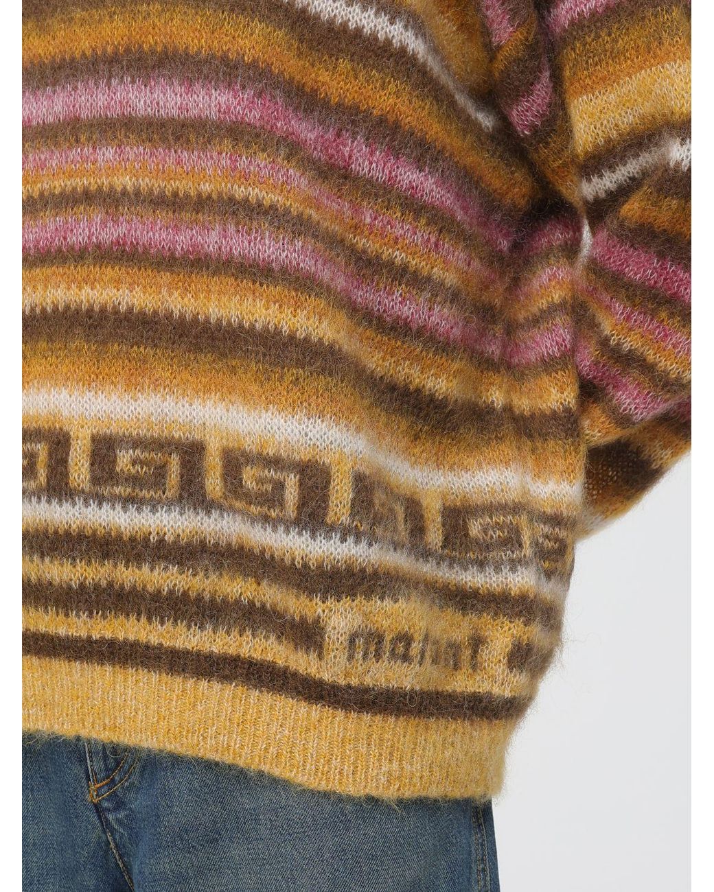 Isabel Marant Multicolor Striped Virgin Wool Blend Crewneck Sweater With Dropped Shoulders for men