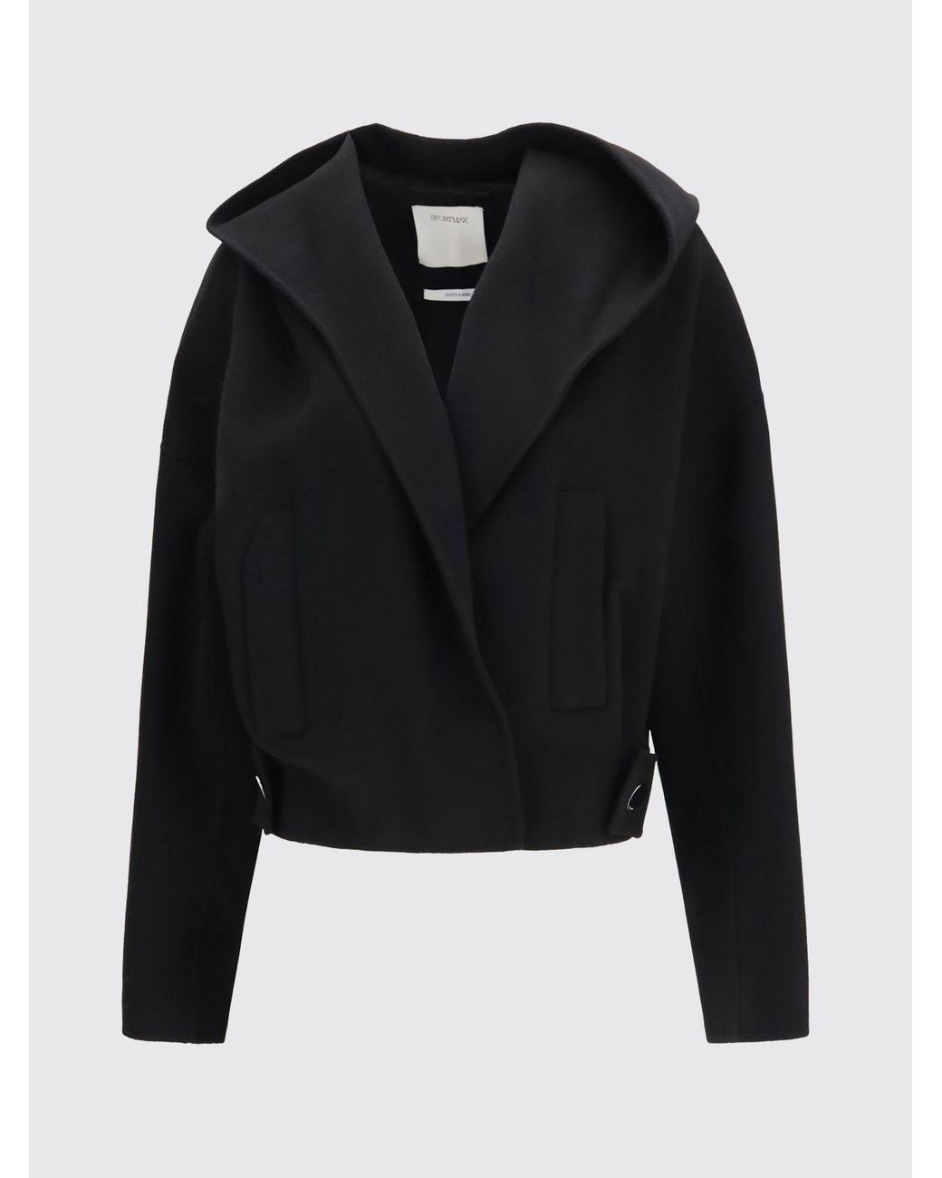 Sportmax Blue Hooded Double-Breasted Wool Pea Coat With Shawl Collar