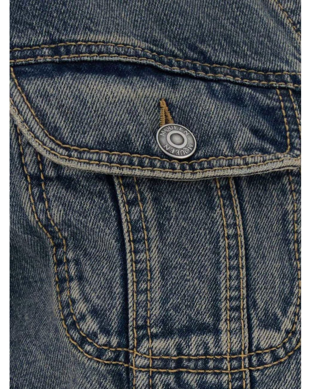 McQueen Blue Cropped Denim Jacket
