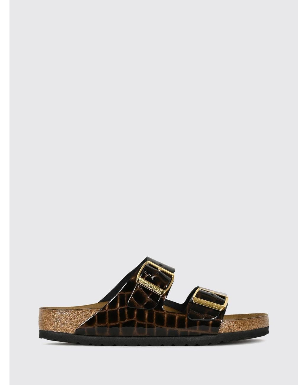 Birkenstock Black Arizona Croc-Effect Leather Sandals