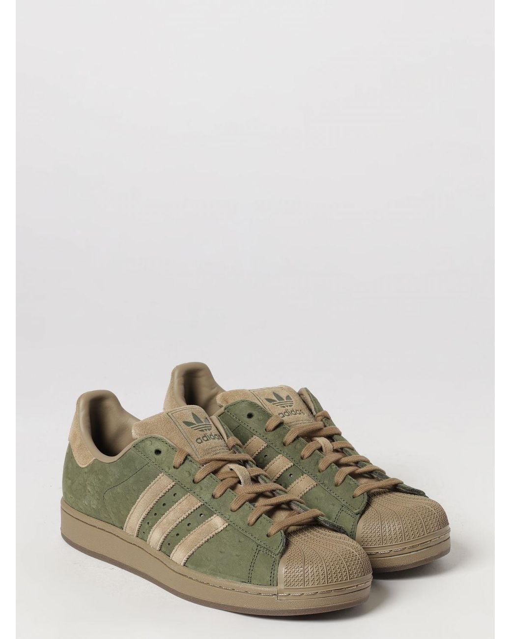 Adidas Originals Green Superstar Ii Vintage-Effect Nubuck Sneakers With Shell Toe for men