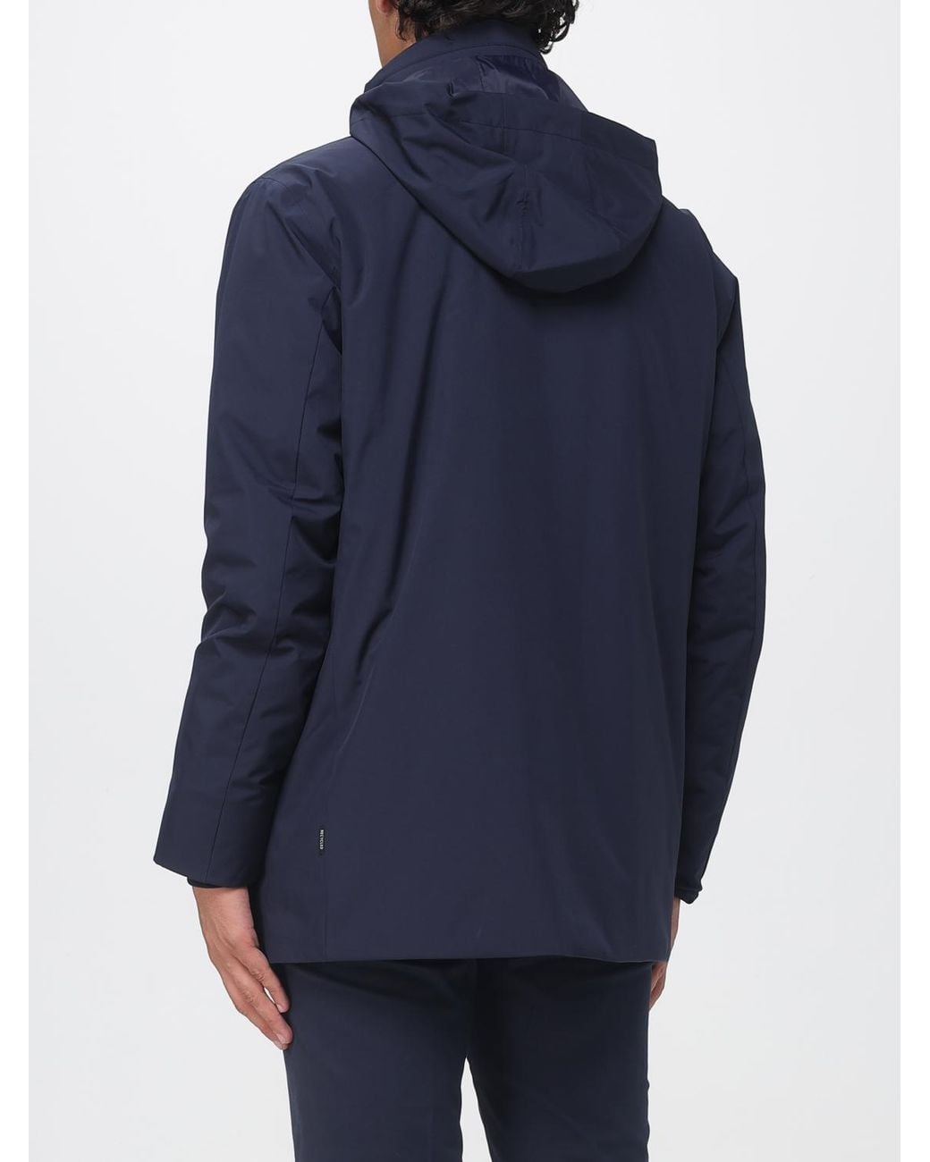 Save The Duck Blue Short Waterproof Polyester Parka With Hood And Concealed Closure for men