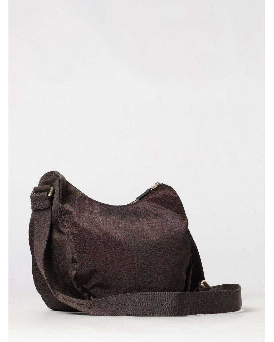 Borbonese Brown Luna Umhängetasche Aus Recyceltem Nylon Mit Punktmuster
