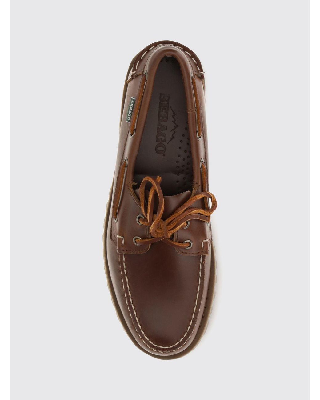Sebago Brown Smooth Leather Boat Shoes With Side Lacing And Rubber Sole for men