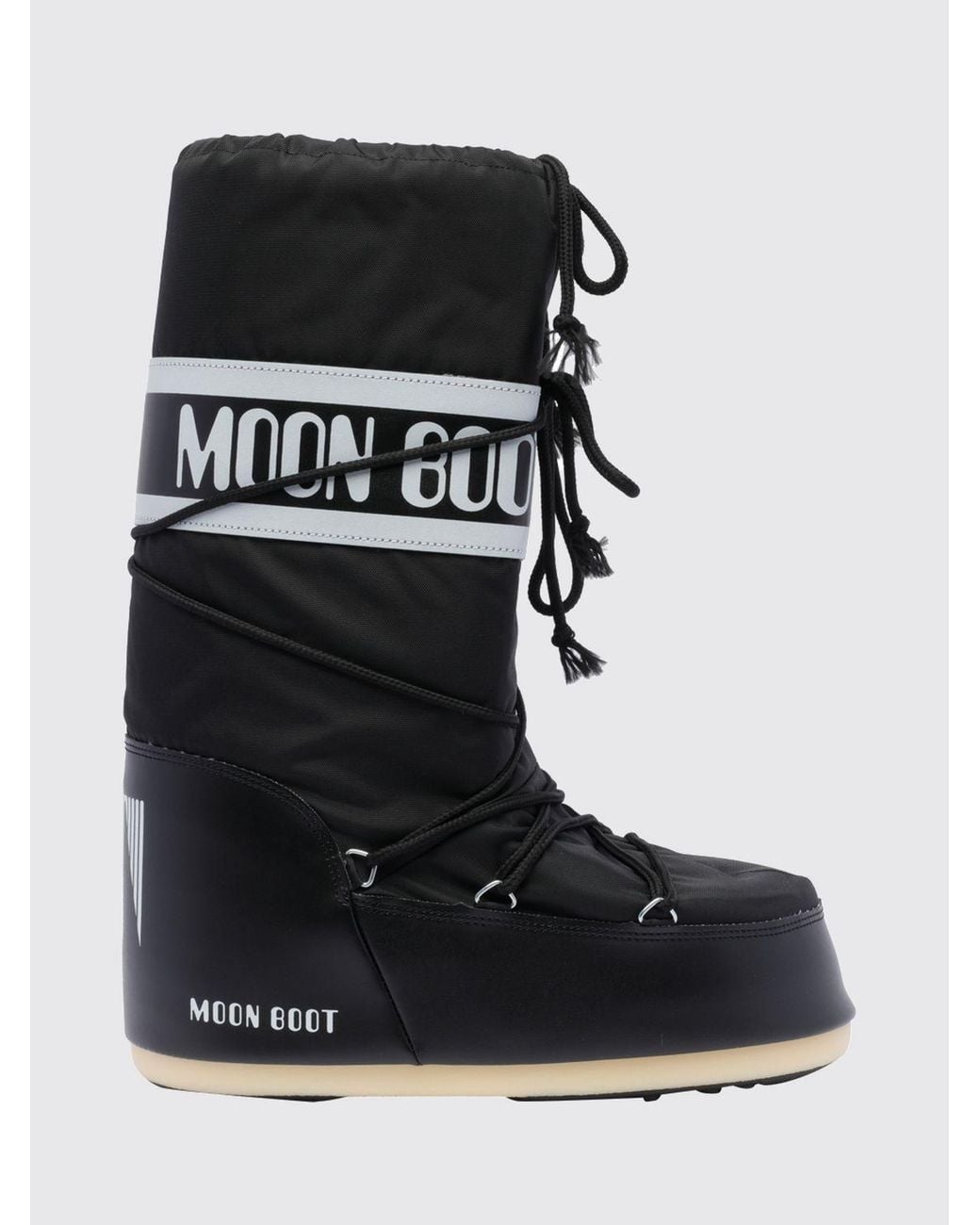 Moon Boot Black Icon Nylon Snow Boots With Printed Logo