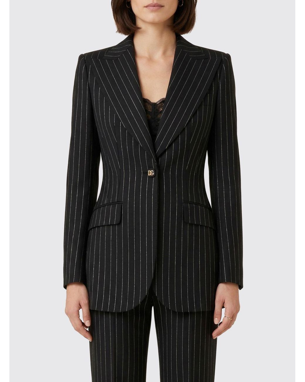 Dolce & Gabbana Black Dolce &Amp Gabbana Pinstriped Single-Breasted Blazer By