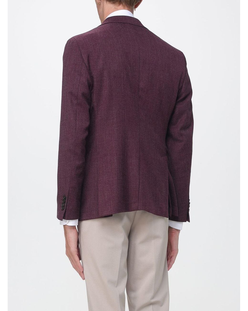 Manuel Ritz Purple Slim Fit Single-Breasted Viscose Blend Blazer With Peak Lapels for men