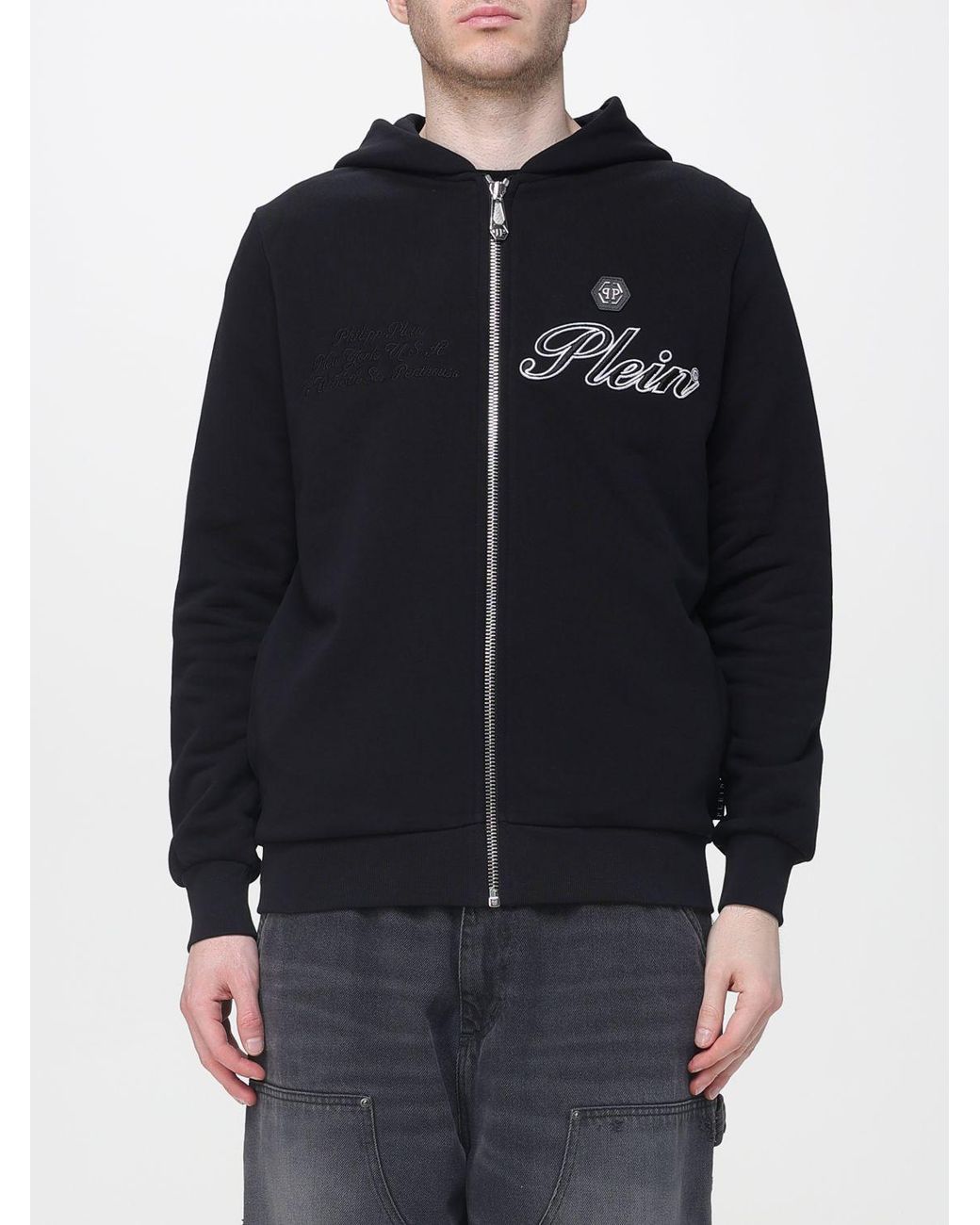 Philipp Plein Blue Cotton Hoodie for men