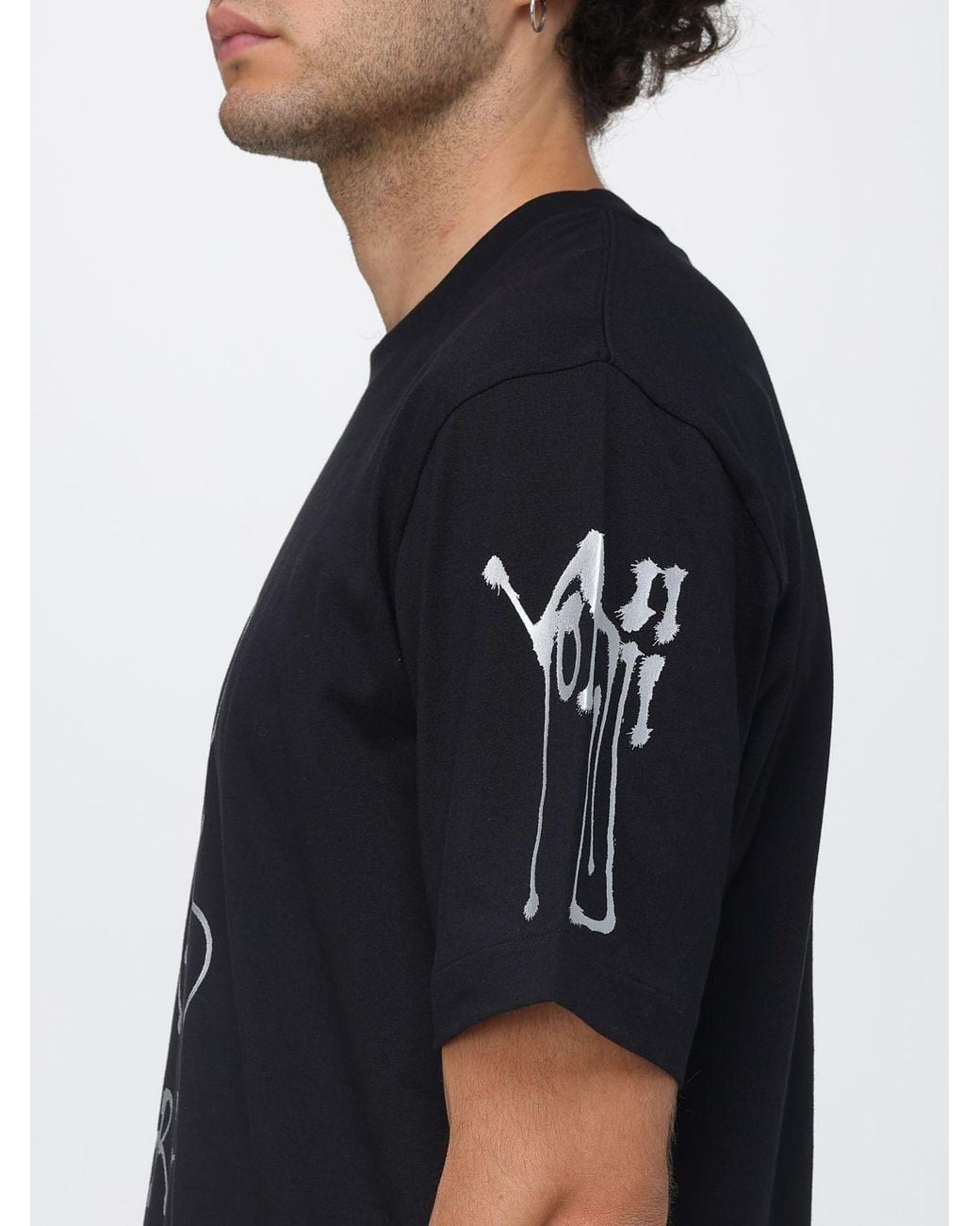 Y-3 Black Dropped Shoulder Bci Cotton T-Shirt With A Graphic Print for men