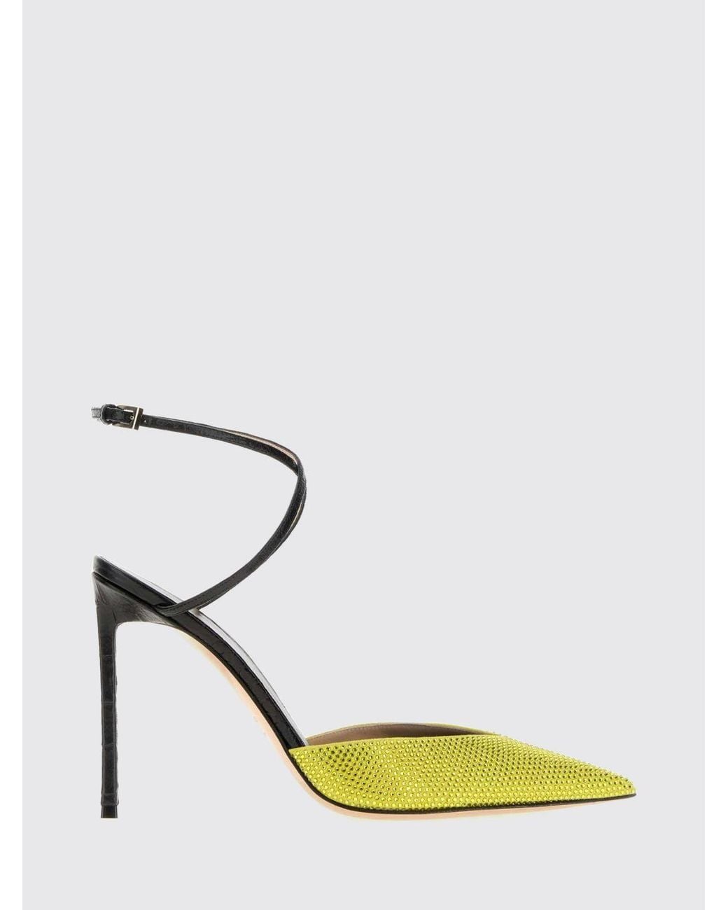 Tom Ford Yellow Satin Pumps With Crystals And High Stiletto Heel