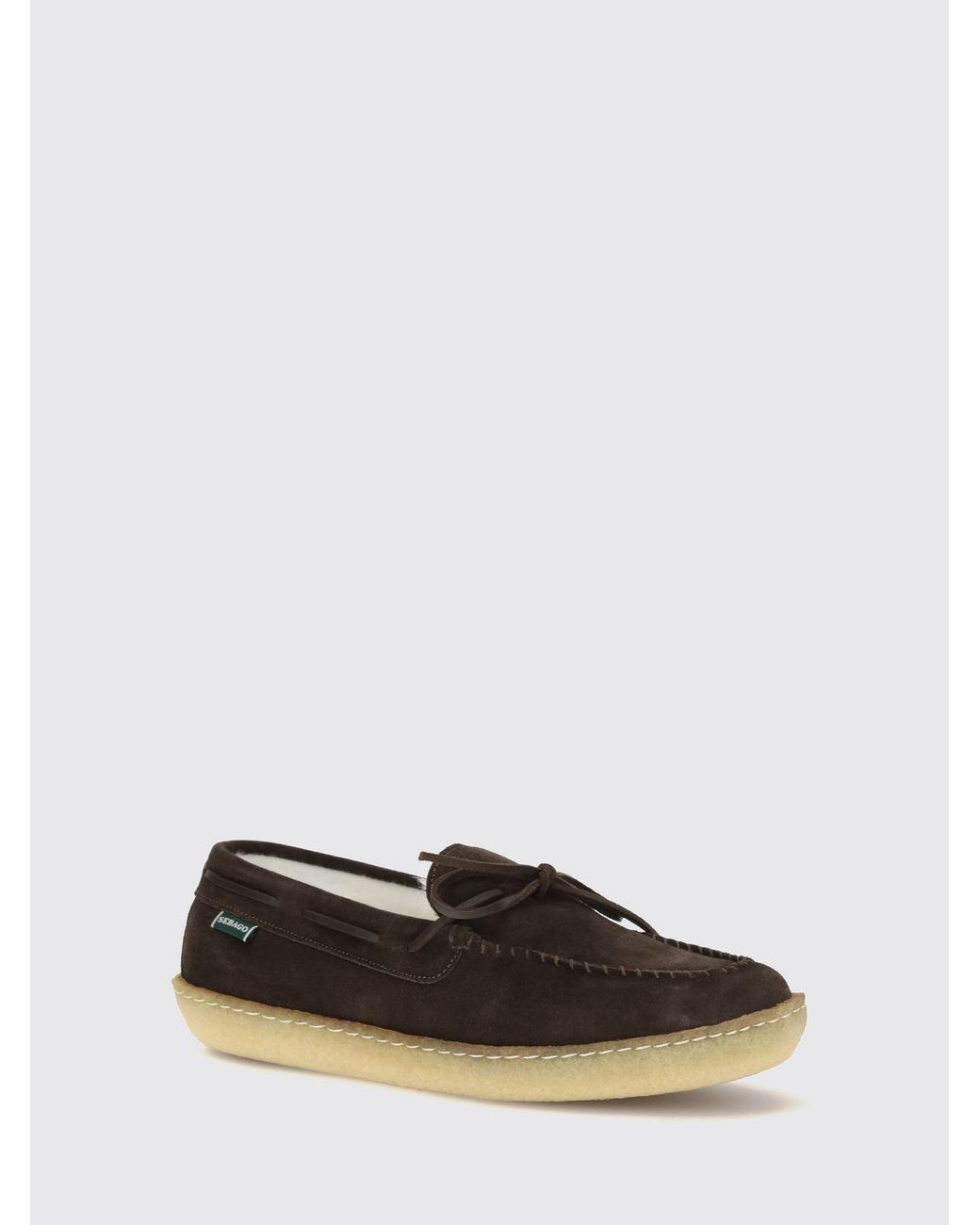 Sebago White Suede Calfskin Boat Shoes With Laces for men