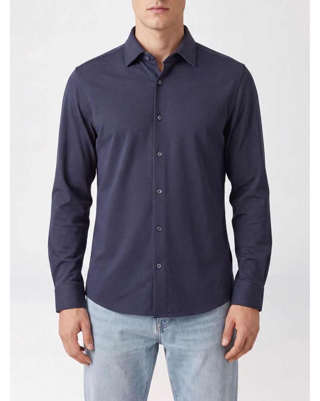 Rrd Blue Slim Fit Technical Polyamide Long-Sleeved Shirt for men