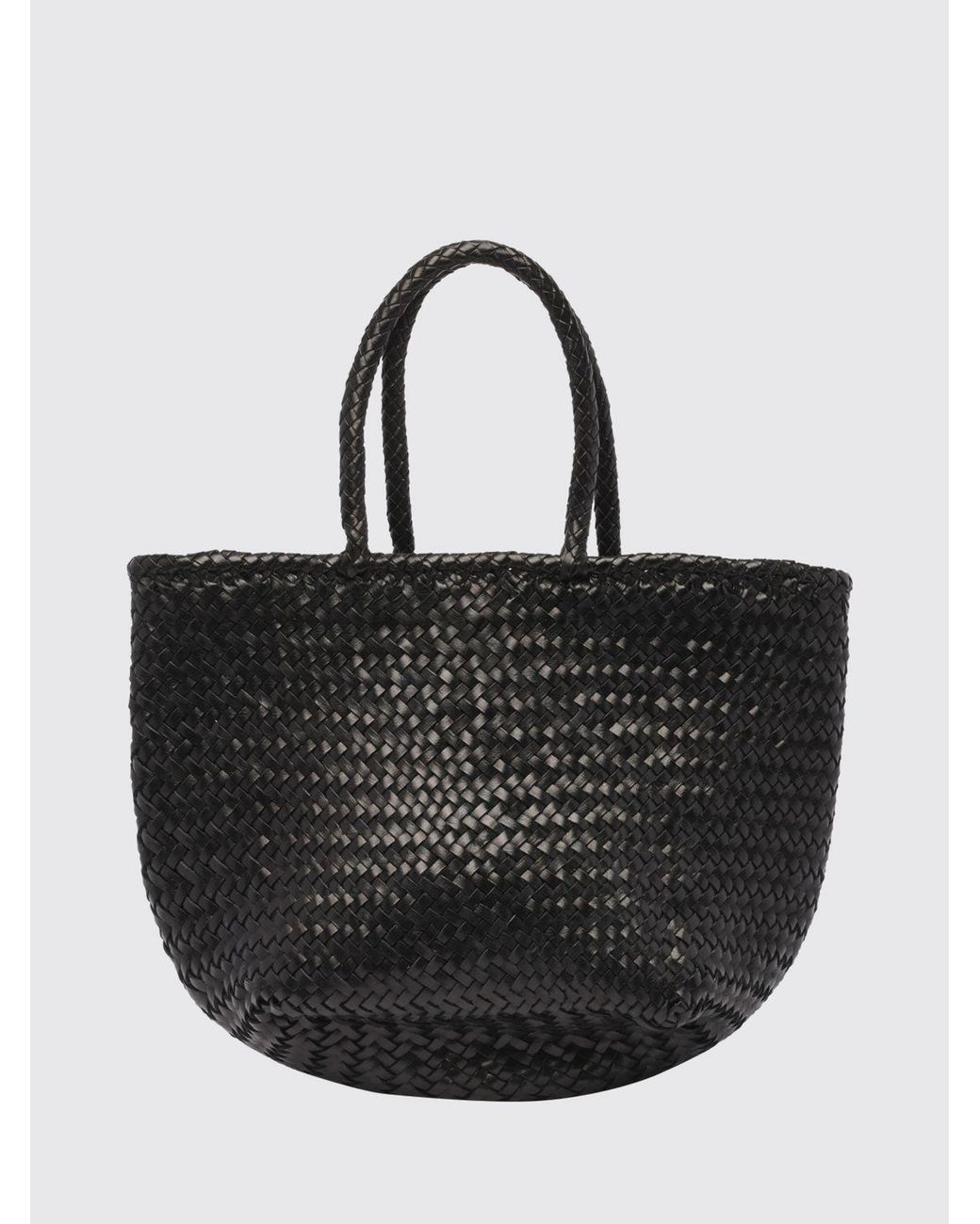 Dragon Diffusion Black Grace Woven Leather Tote Bag With Double Handle
