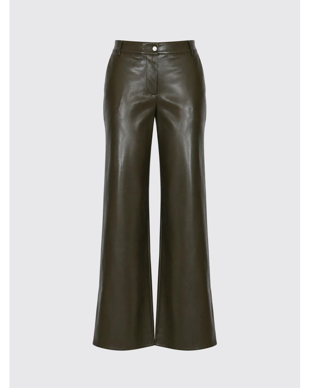 Patrizia Pepe Black High-Waisted Wide-Leg Faux Leather Trousers
