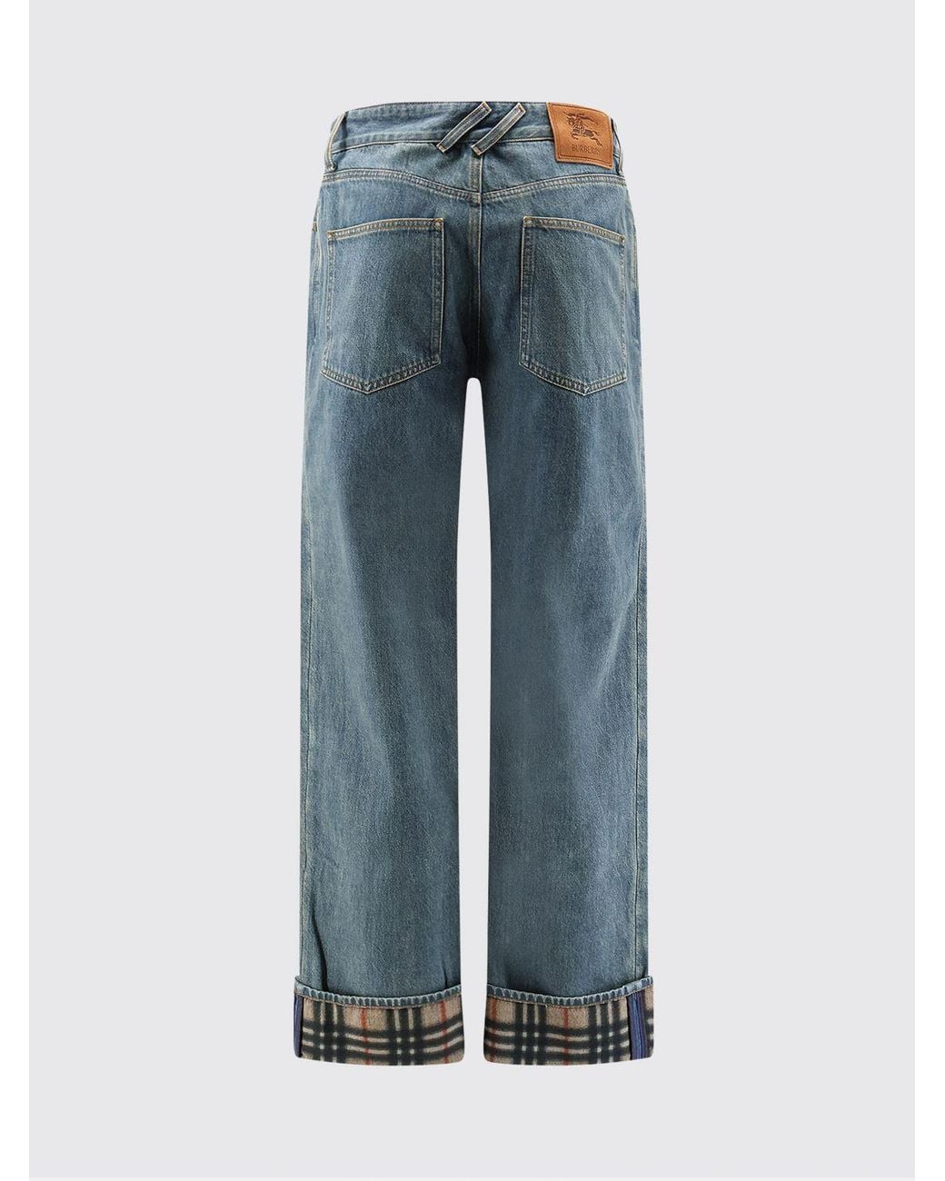 Burberry Blue Cotton Denim Wide Leg Jeans for men