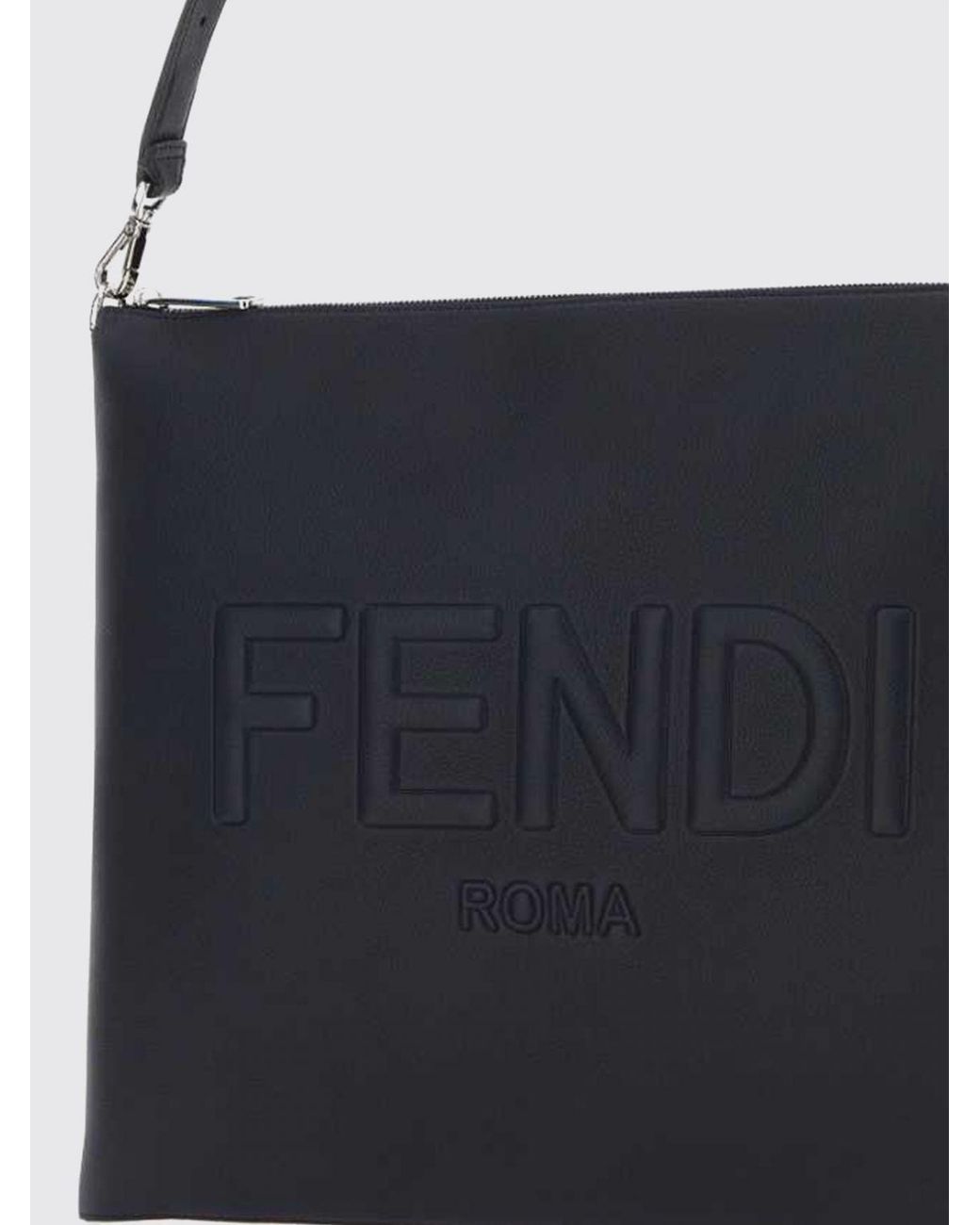 Fendi Blue After Leather Shoulder Bag With Embossed Logo And Adjustable Handle for men