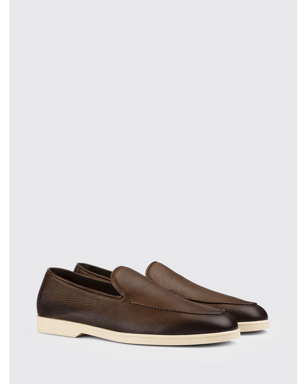 Doucal's White Grain Leather Loafer for men