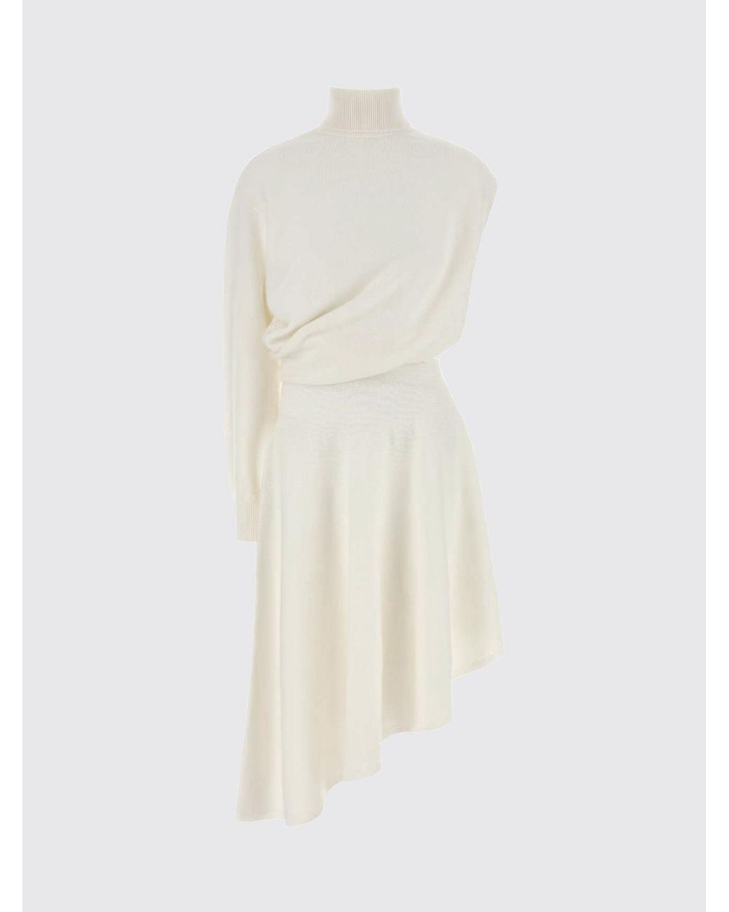 Alaïa Natural Asymmetric Virgin Wool Dress