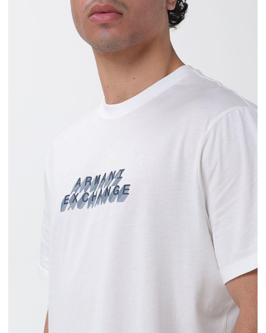 ARMANI EXCHANGE White Crew Neck T-Shirt With Logo for men
