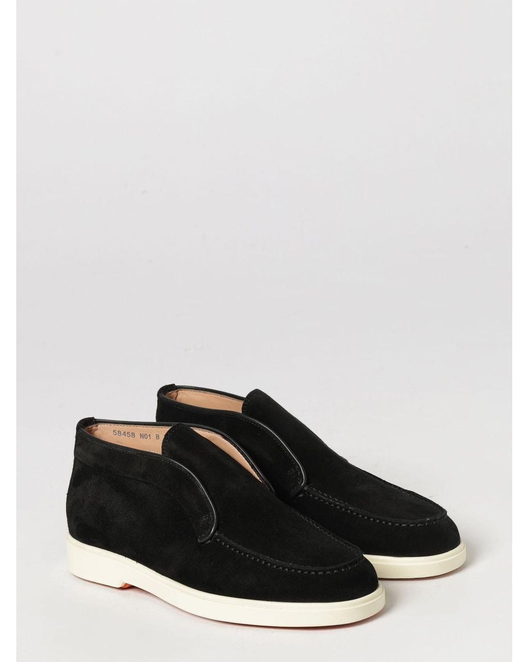 Santoni White Suede Chukka Ankle Boots With Round Toe And Rubber Sole