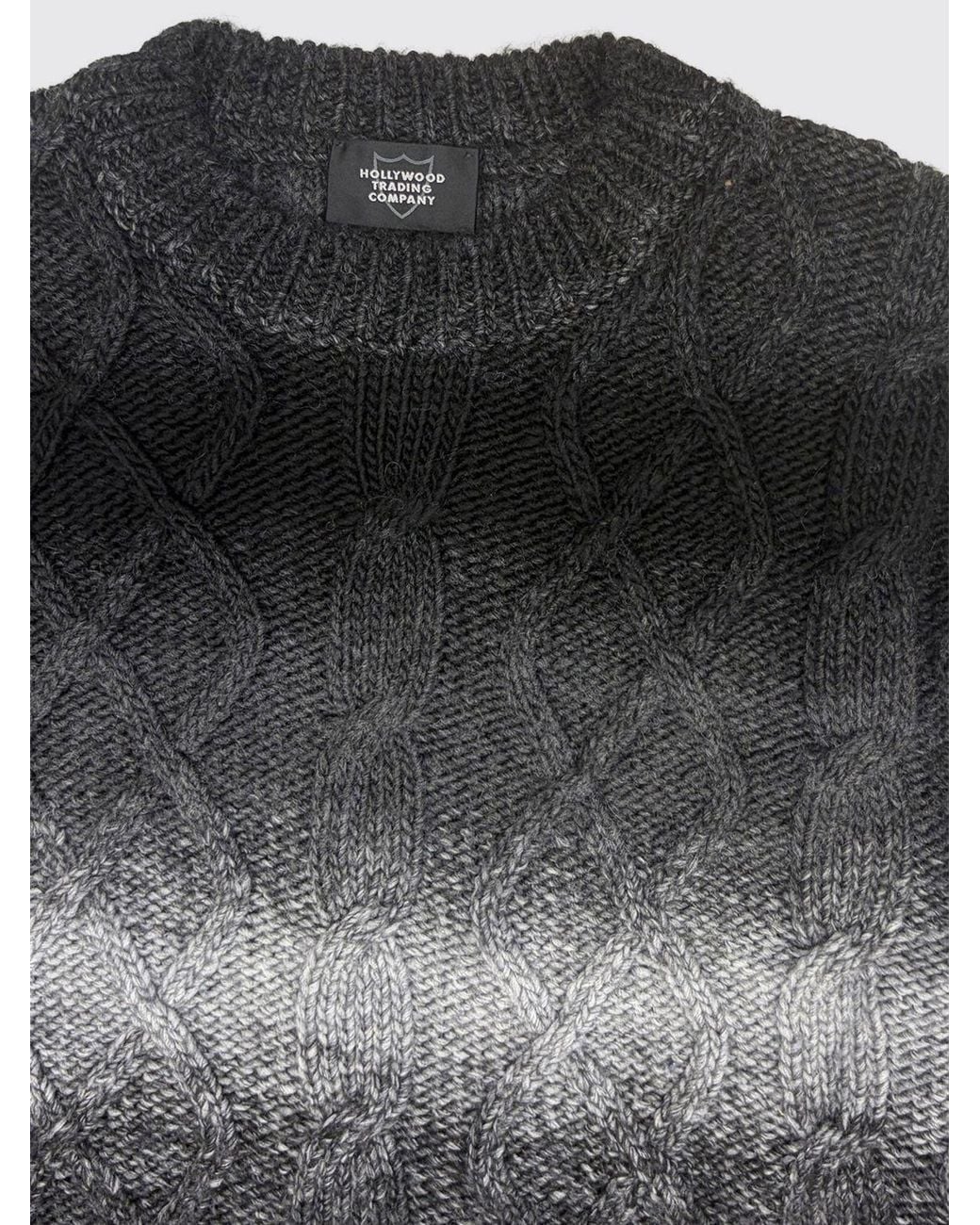 HTC Gray Abstract Pattern Wool Blend Crewneck Jumper With Logo for men